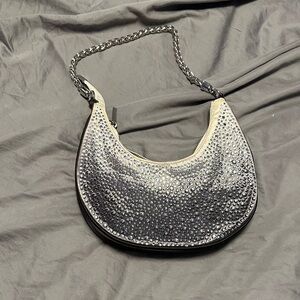 Elegant Silver ombré Studded Women's Bag shoulder chain with sparkle jewels